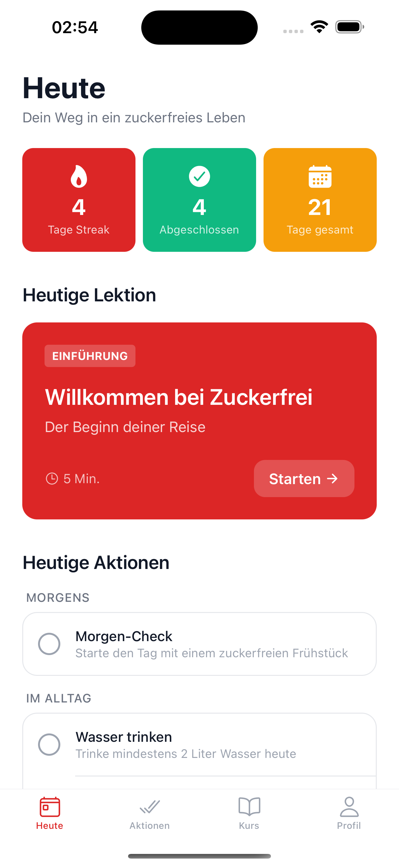 Zuckerfrei App - Heute