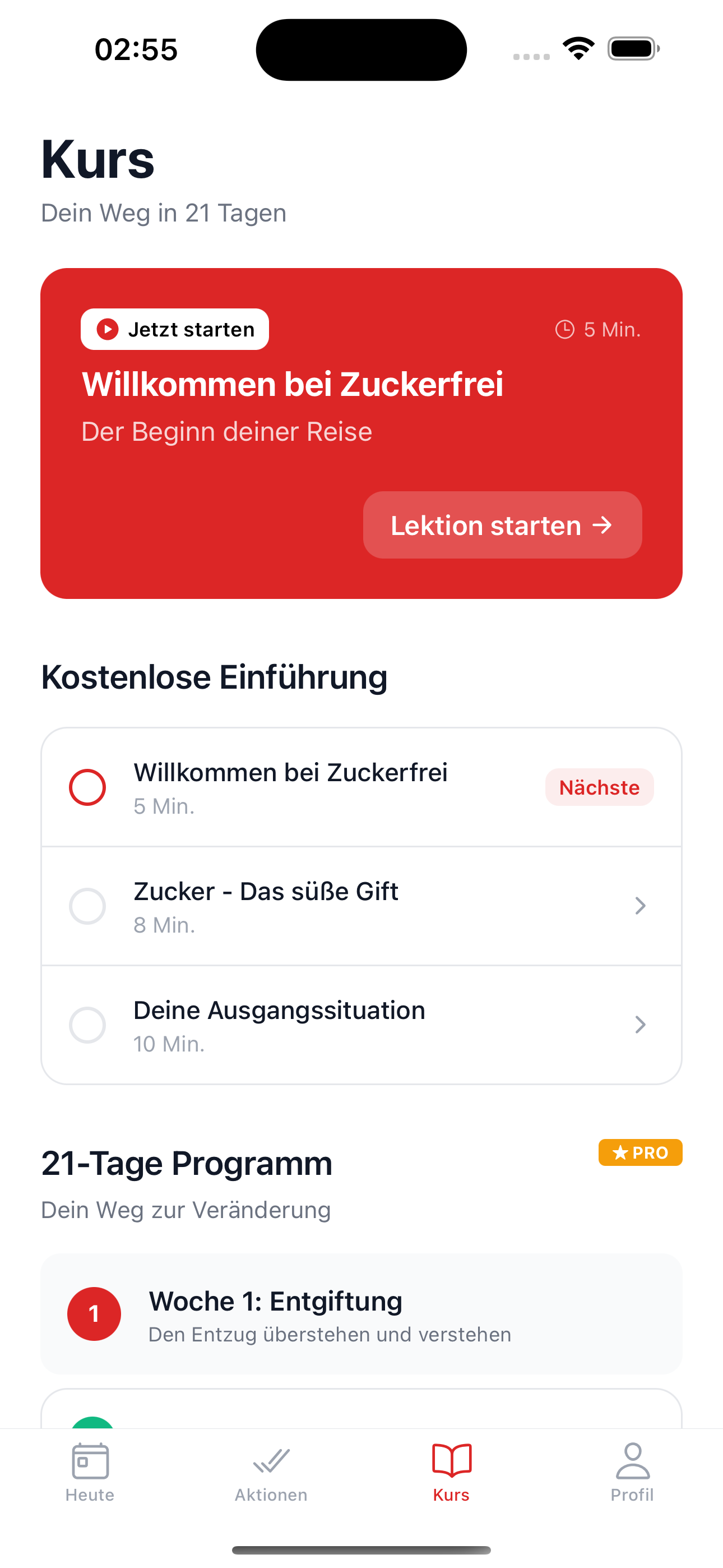 Zuckerfrei App - Kurs